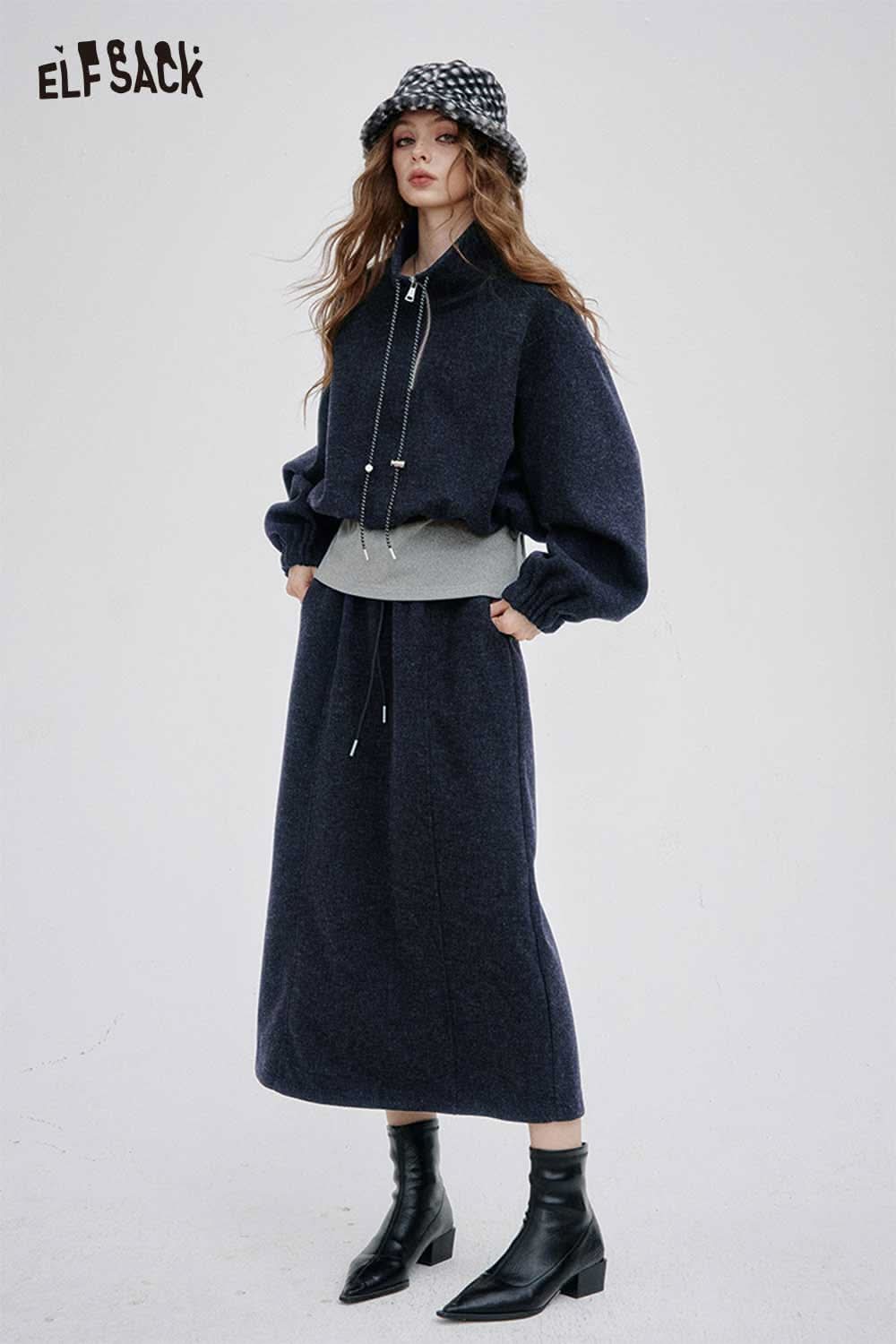 ELFSACK women's hoodie dress set featuring a stylish oversized hoodie and matching long skirt
