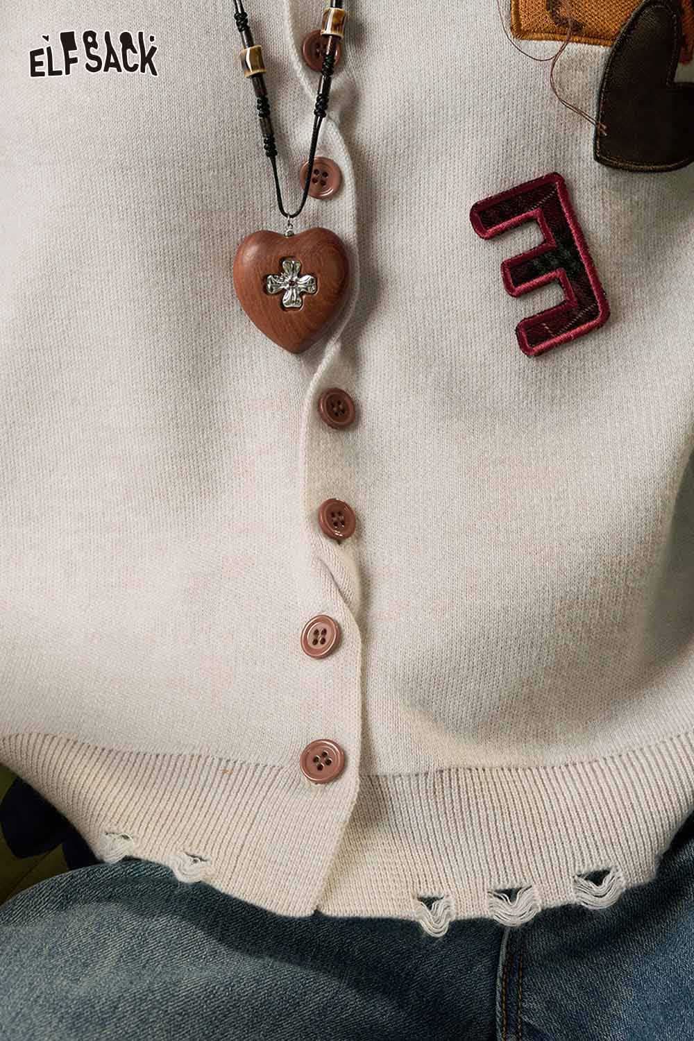 ELFSACK women's knitted jacket with buttons and decorative details for a stylish layered look