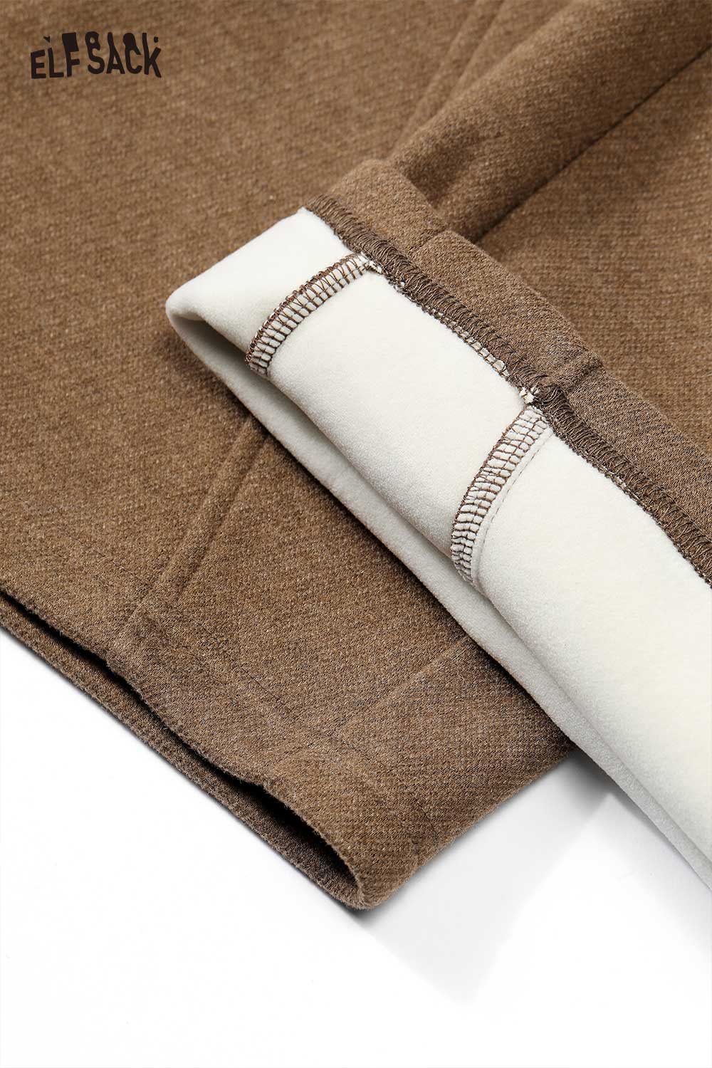 ELFSACK women's loose drawstring sweatpants in brown with soft lining and stylish design