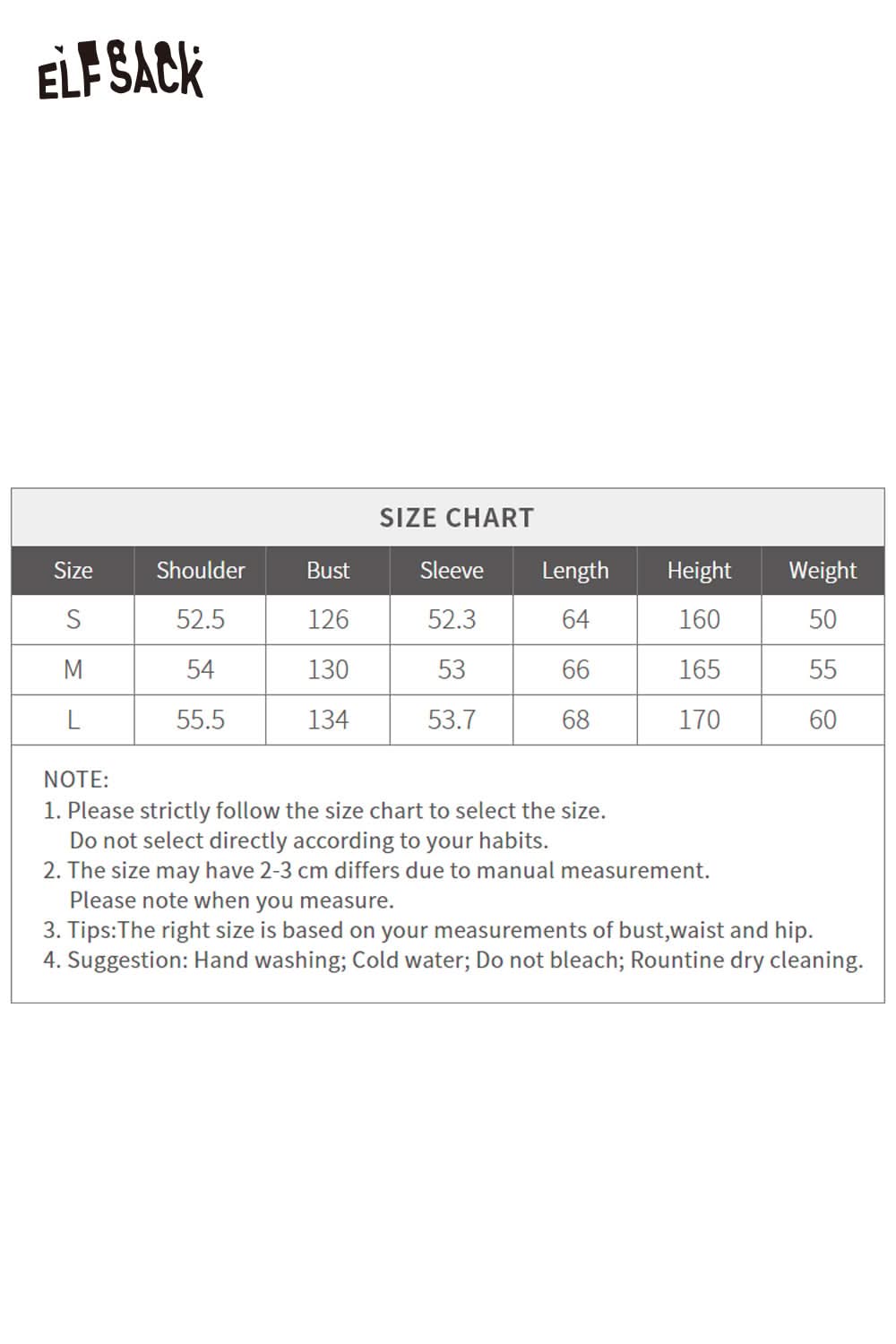 ELFSACK women's patchwork plaid coat with detailed size chart for perfect fitting