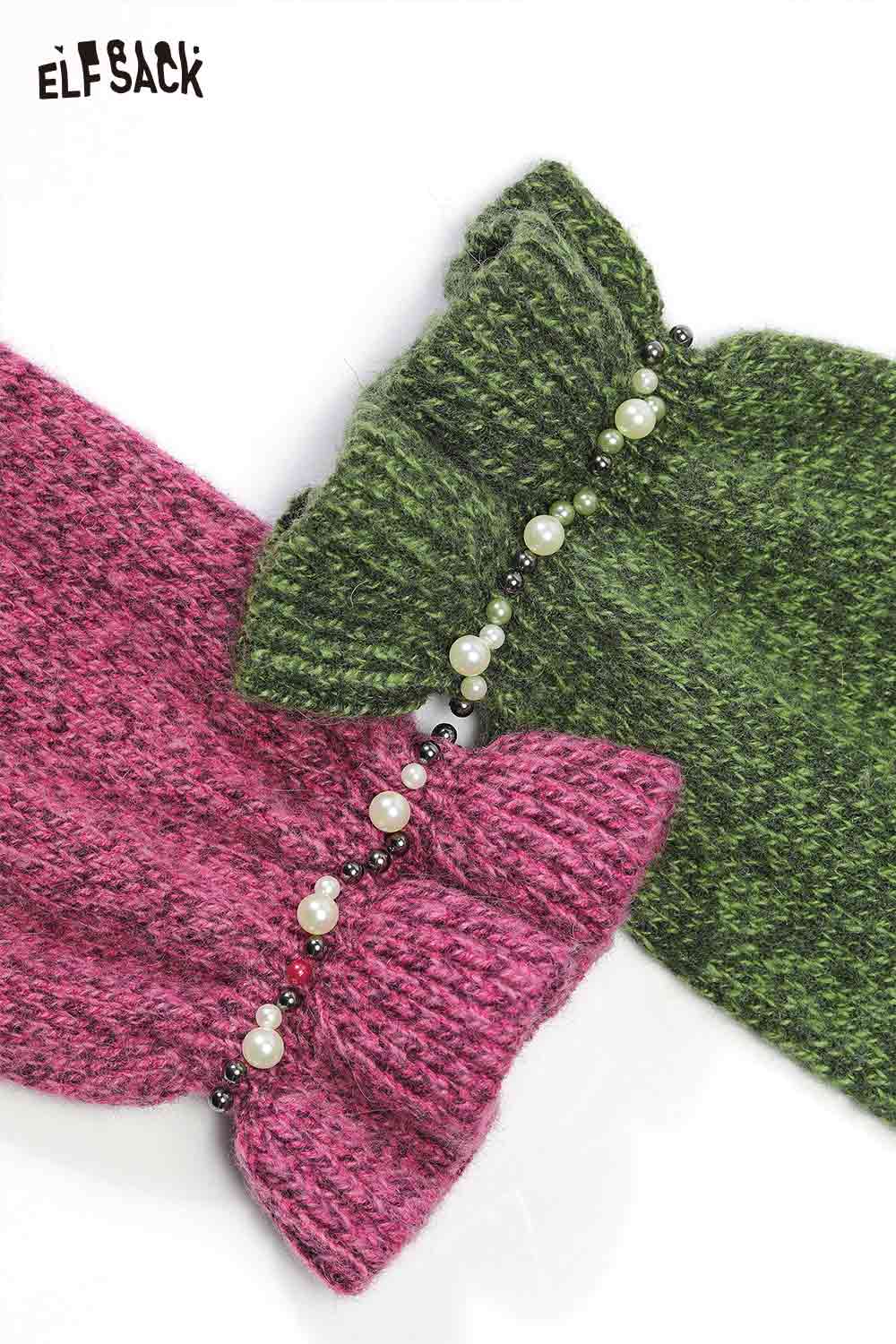 ELFSACK women's pearl embellished sweater featuring unique color options and elegant details