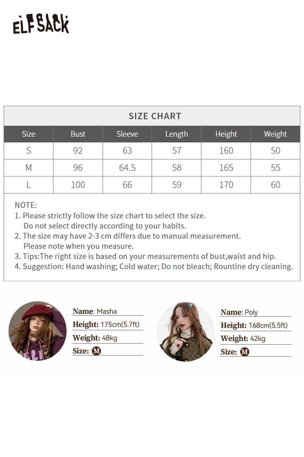 ELFSACK women's pearl embellished sweater size chart for optimal fit and selection