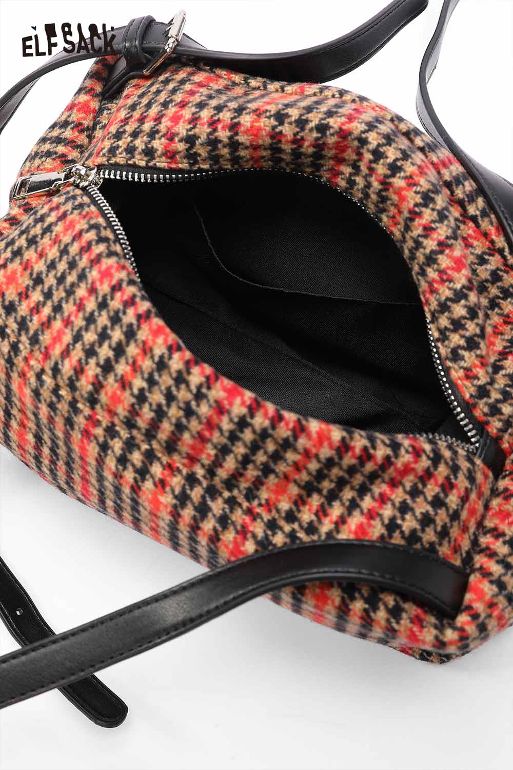 ELFSACK women's single strap shoulder bag with a stylish houndstooth pattern and spacious interior