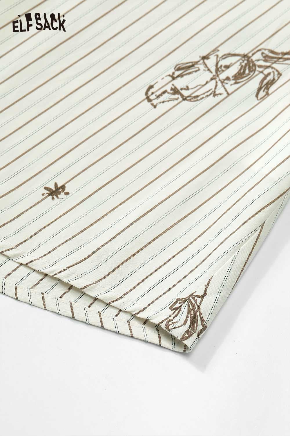 ELFSACK women's stripe poplin shirt featuring delicate floral accents and a lightweight design