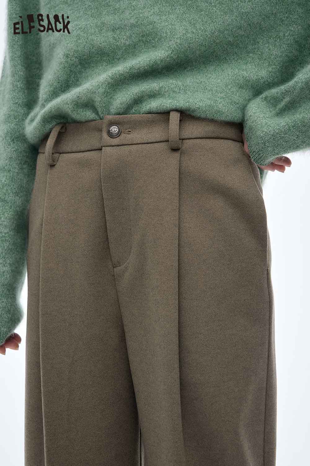 ELFSACK women's striped cuff straight pants with a stylish and comfortable fit