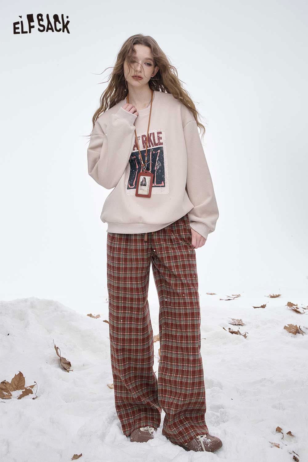 ELFSACK women's striped floor length pants featuring a relaxed fit and comfortable fabric