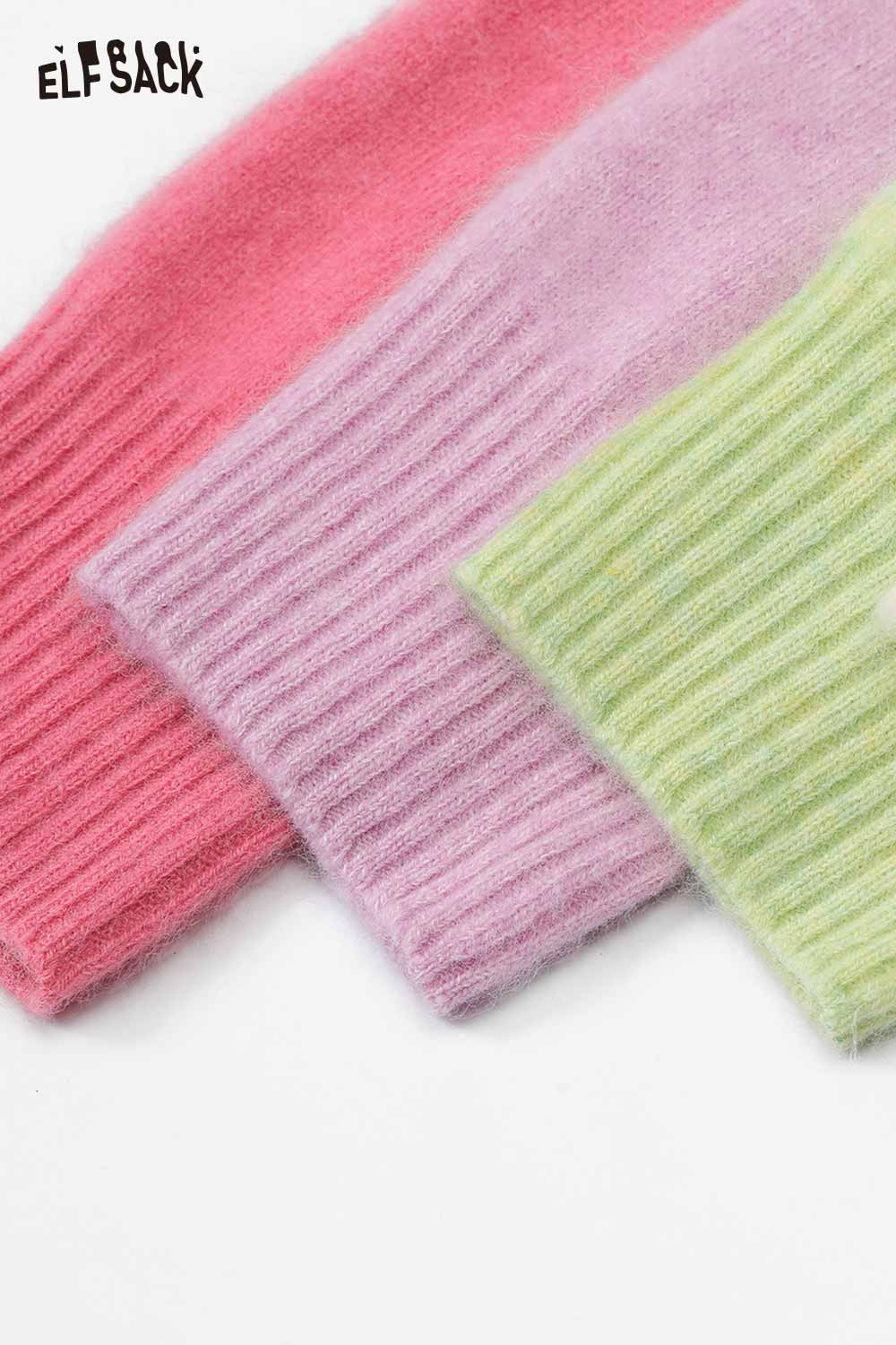 
                  
                    ELFSACK wool blend oversized sweater women in pink, purple, and green soft ribbed textures
                  
                