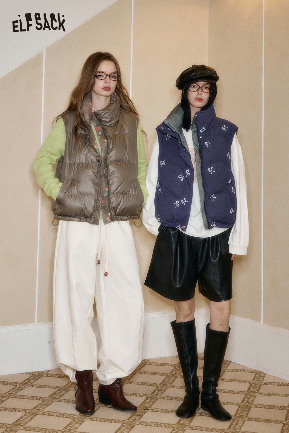 ELFSACK wool blend oversized sweater women styled with chic vests and fashion accessories