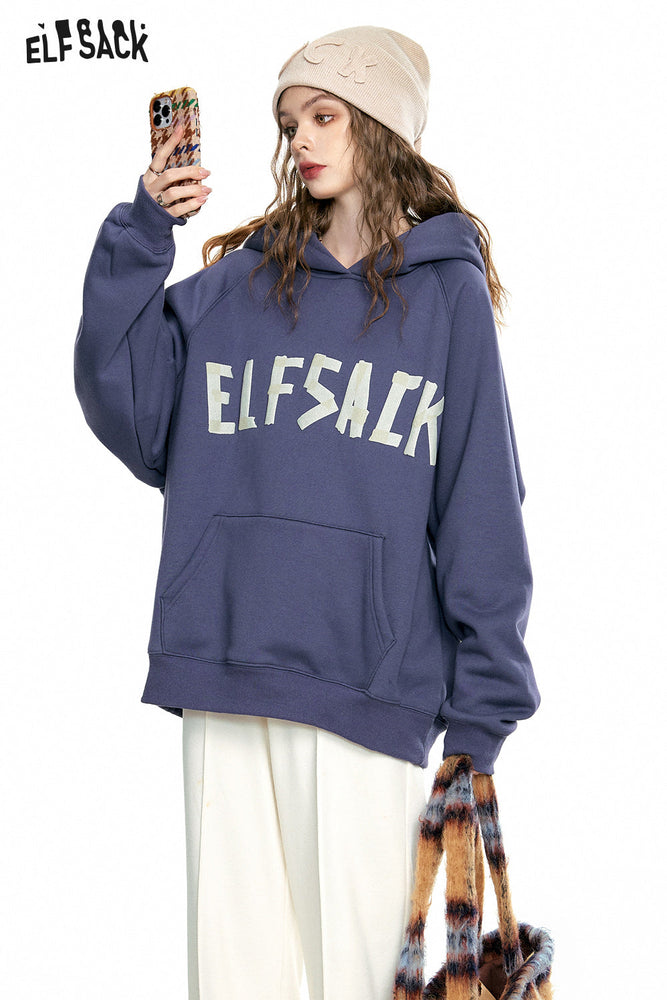 
                  
                    ELFSACK Fleece Long Sleeves Pullover Hoodies Women 2023 Autumn Vintage Loose Casual Tops
                  
                