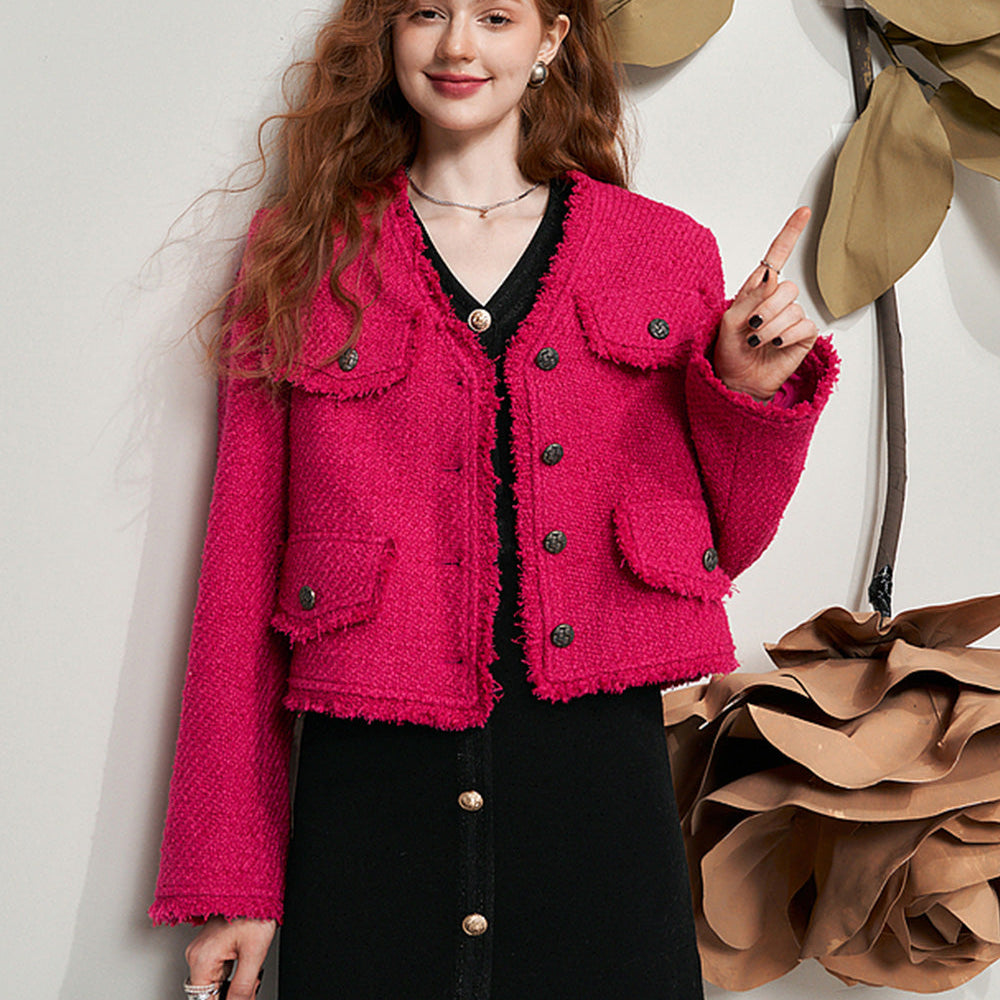 
                  
                    ELFSACK French-Style Tweed Jacket with Vintage Elegance
                  
                