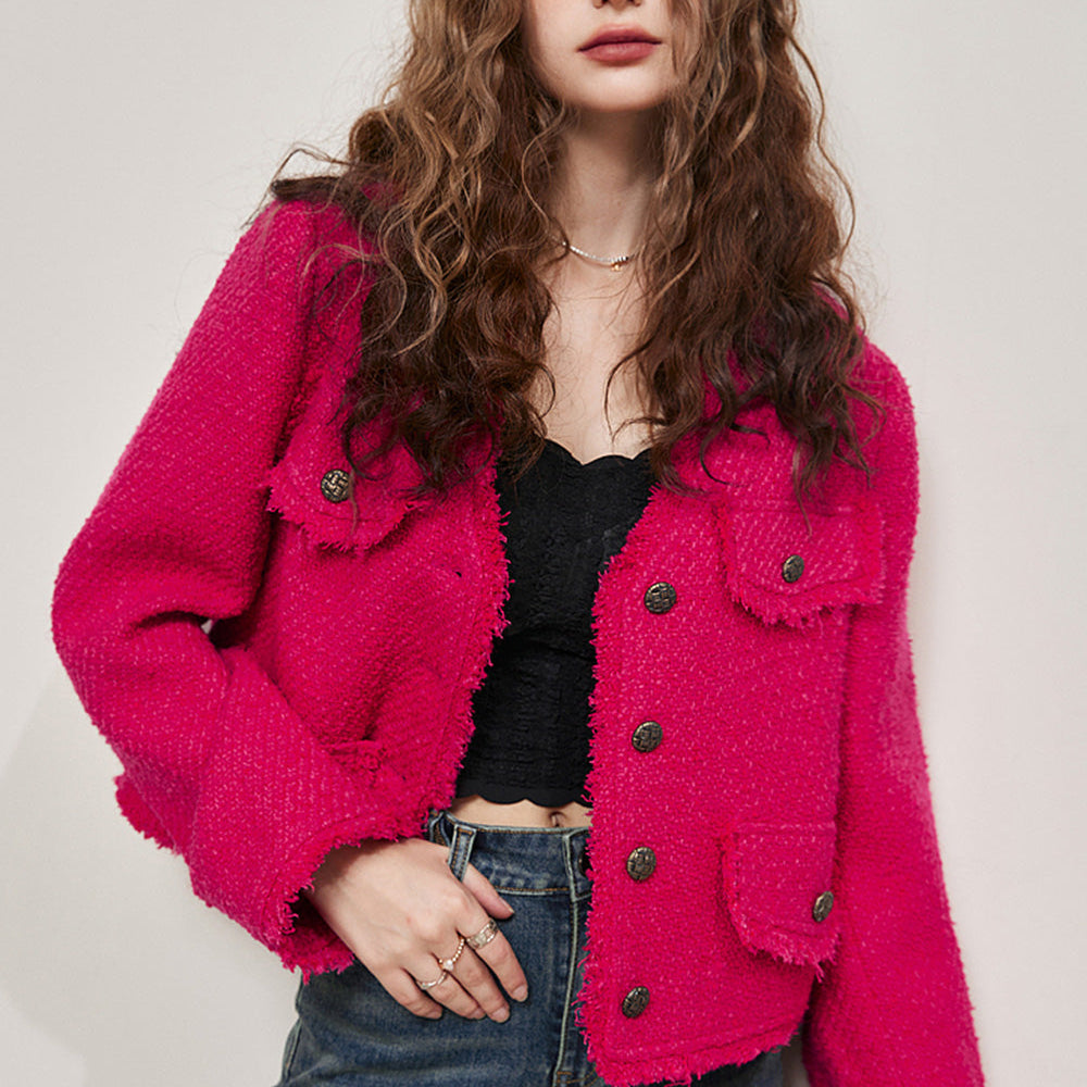
                  
                    ELFSACK French-Style Tweed Jacket with Vintage Elegance
                  
                