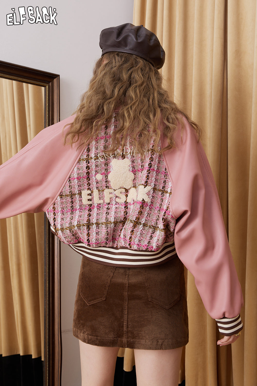 
                  
                    ELFSACK Short Patchwork Tweed Jacket with American Sweetheart Style
                  
                