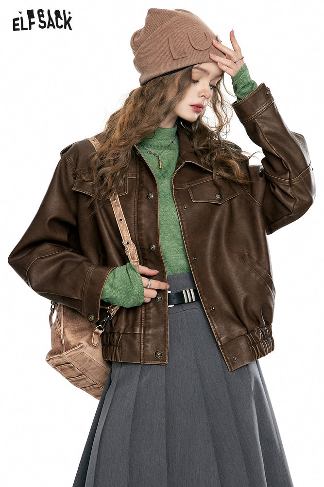 
                  
                    ELFSACK Vintage Jackets Woman 2023 Autumn Windproof Short Outwears
                  
                