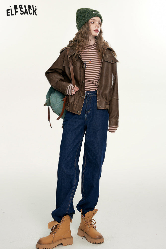 
                  
                    ELFSACK Vintage Jackets Woman 2023 Autumn Windproof Short Outwears
                  
                