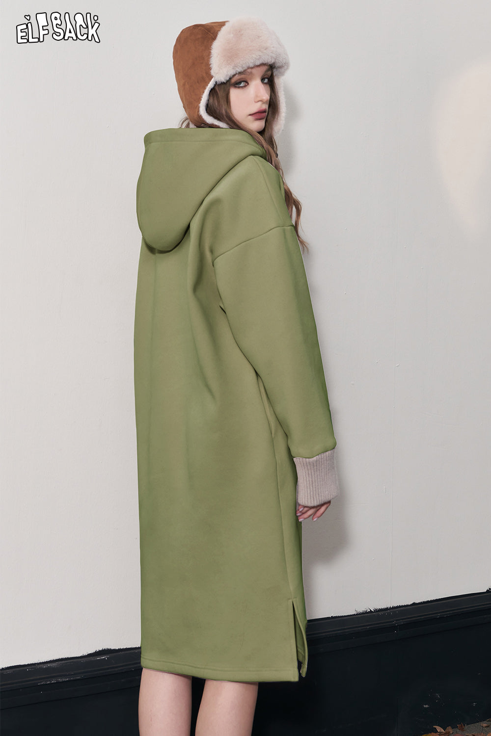 
                  
                    ELFSACK Fake Two Pieces Fleece Hoodies Dresses For Women 2023 Winter Long Sleeve Loose Casual Dress
                  
                
