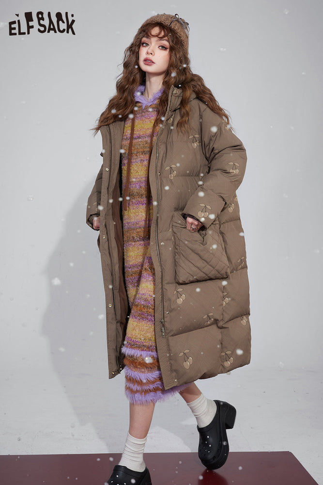
                  
                    ELFSACK Rainbow Korean Fashion Hoodie Midi Dress Women 2023 Winter Plus Size Designer Clothes
                  
                