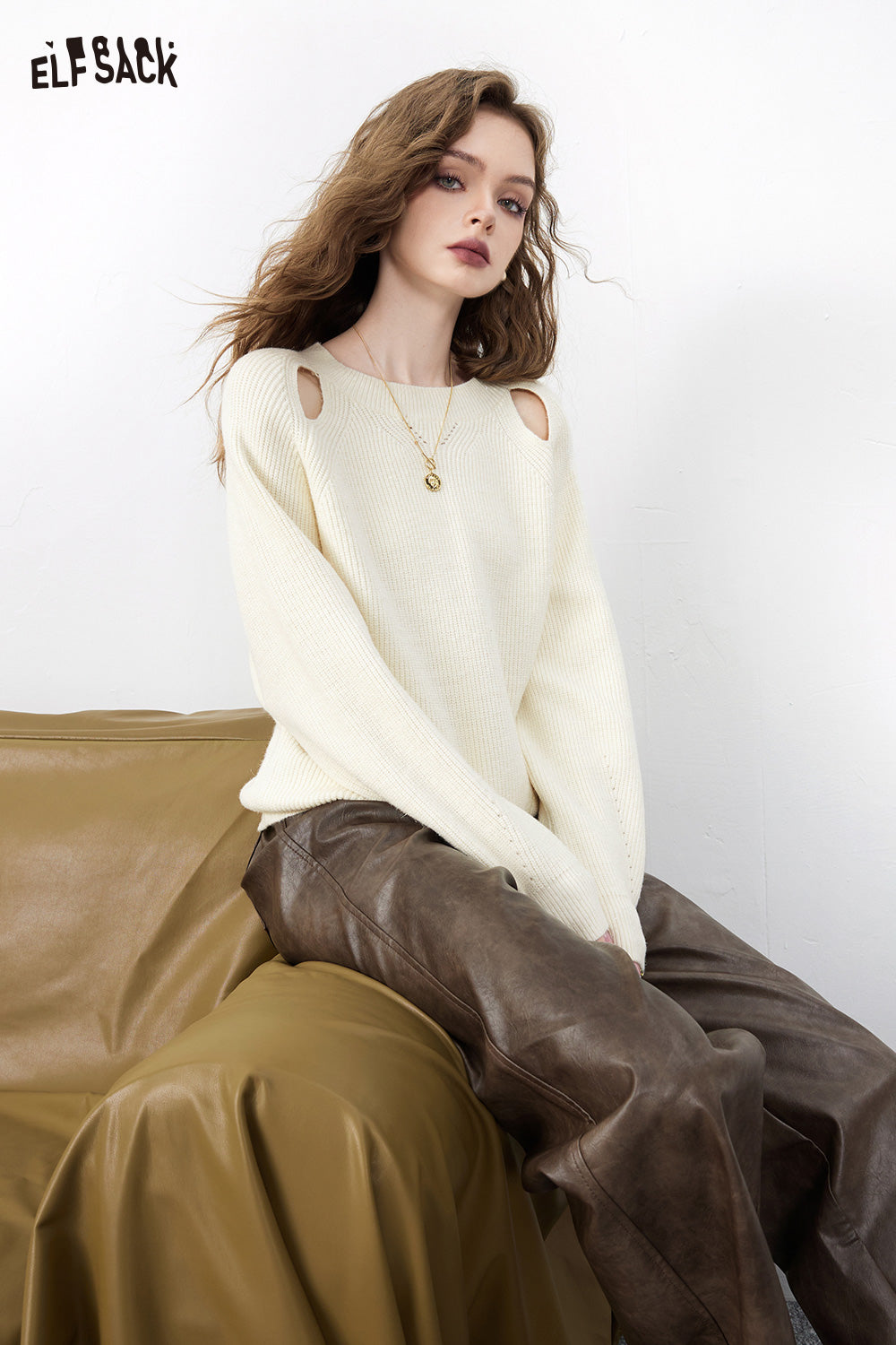 
                  
                    ELFSACK Solid Color Pullover Sweaters Women 2023 Autumn/Winter Elegant Loose Basic Daily Tops
                  
                