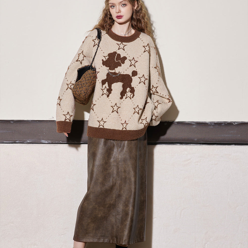 
                  
                    ELFSACK Vintage Dog Pullover Sweaters Women 2023  Winter Loose Basic Daily Tops
                  
                