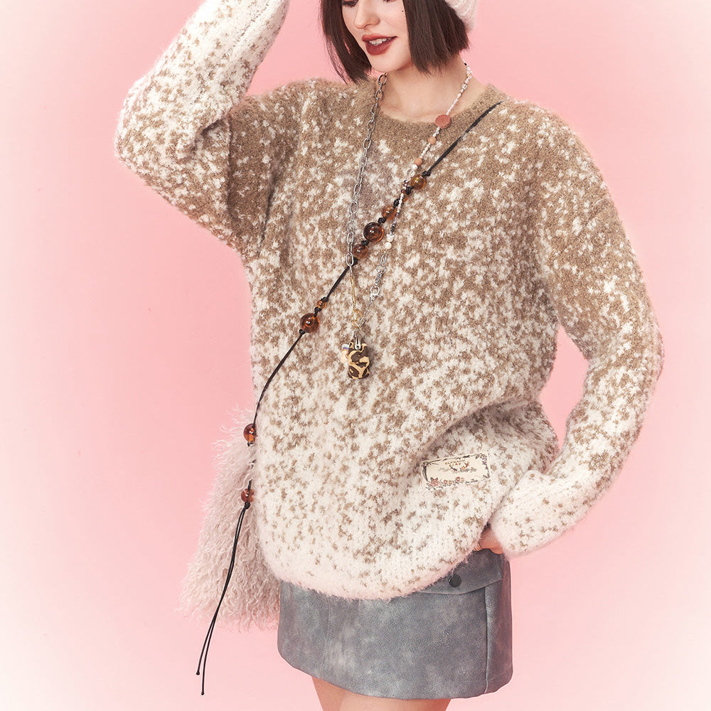 ELFSACK Plus Size Dot Sweaters Women 2023 Winter New Chinese Style Designer Clothes