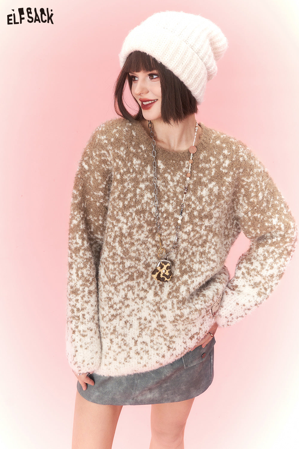 ELFSACK Plus Size Dot Sweaters Women Chinese Style Designer Clothes