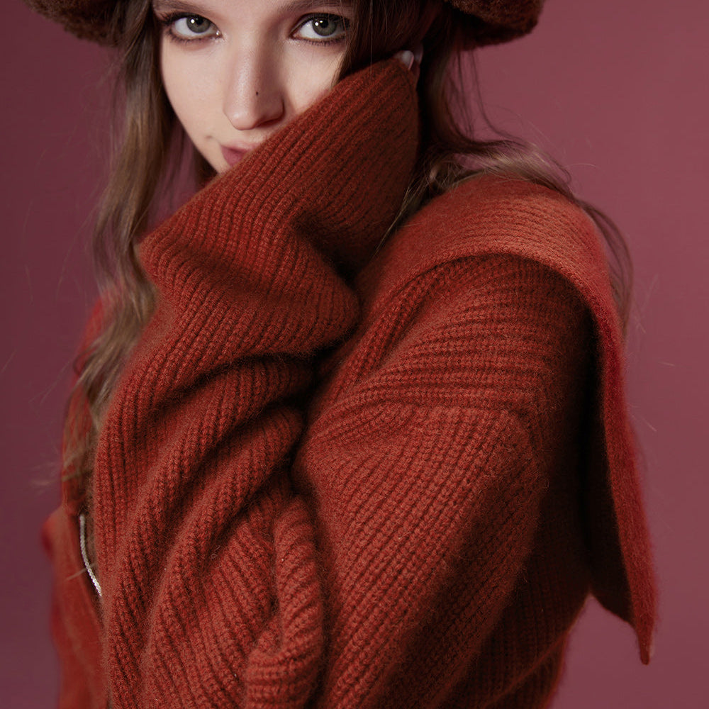 ELFSACK 2000s Zip Up Sweaters Women 2023 Winter Retro Luxury Designer Knitwears