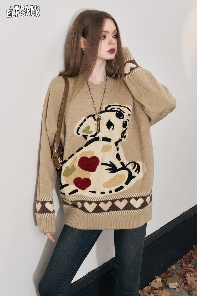 
                  
                    ELFSACK Kawaii Dog Pullover Sweaters Women 2023 Winter Loose Basic Daily Tops
                  
                