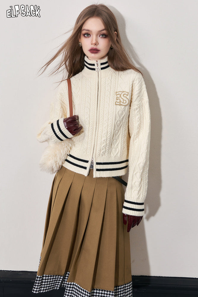 
                  
                    ELFSACK Slim Zip Up Sweaters Women 2023 Winter Korean Fashion Tops
                  
                