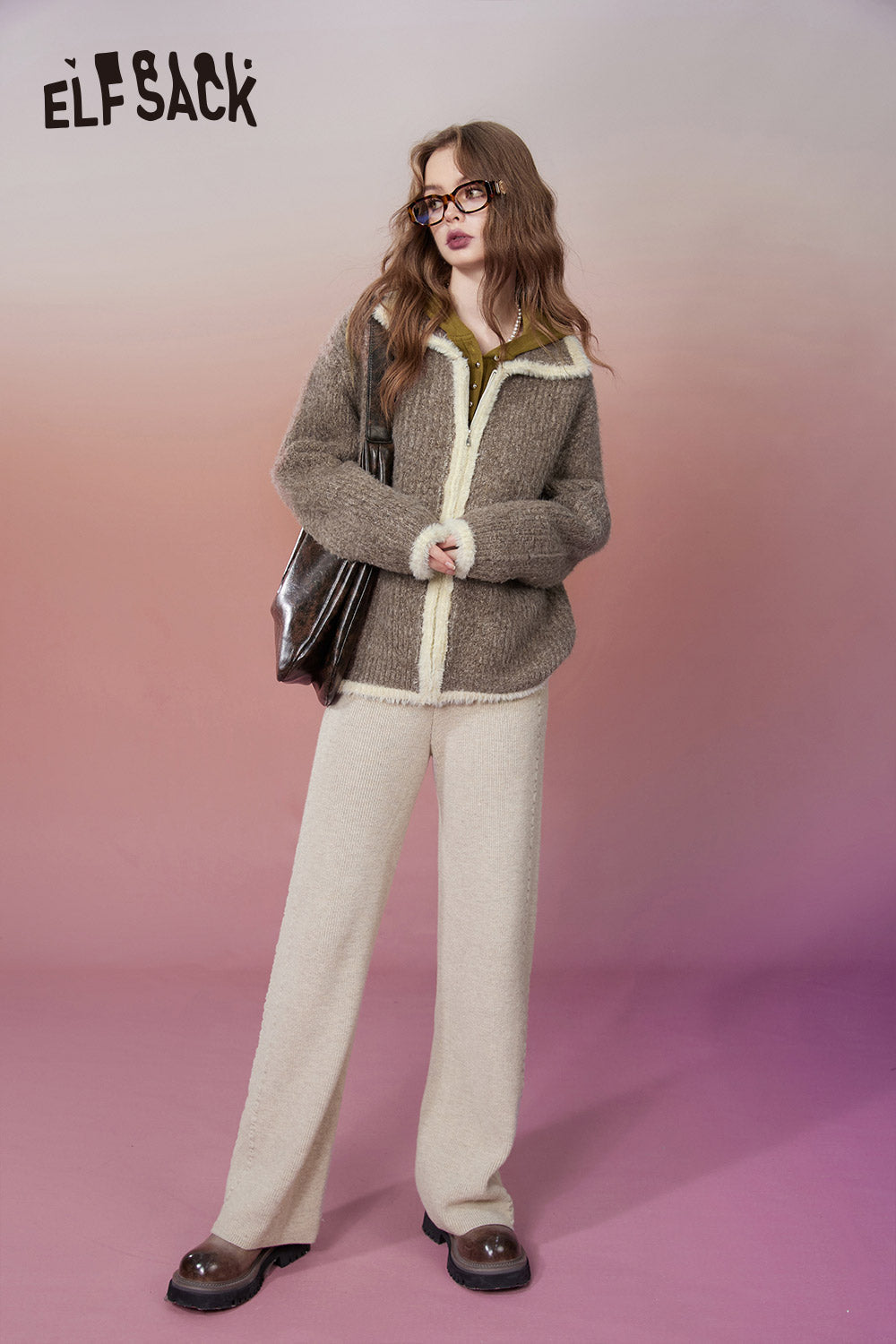 ELFSACK Y2K 2000s Zip Up Sweaters Women Kawaii Designer Knitwears