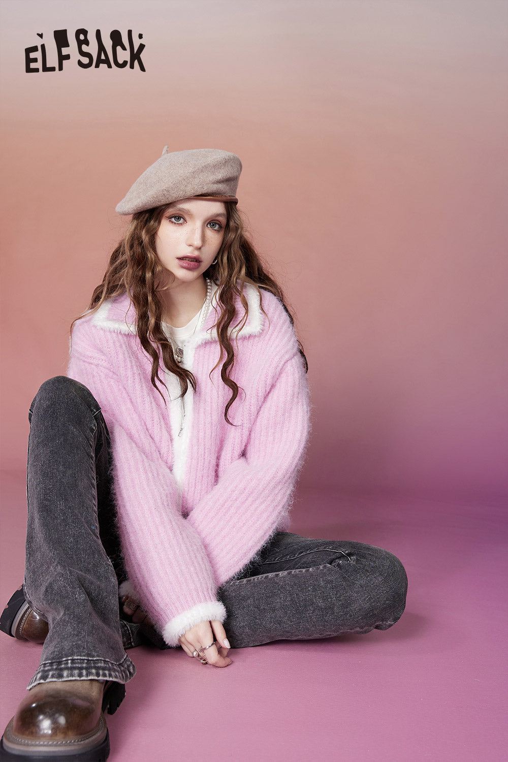 ELFSACK Y2K 2000s Zip Up Sweaters Women Kawaii Designer Knitwears