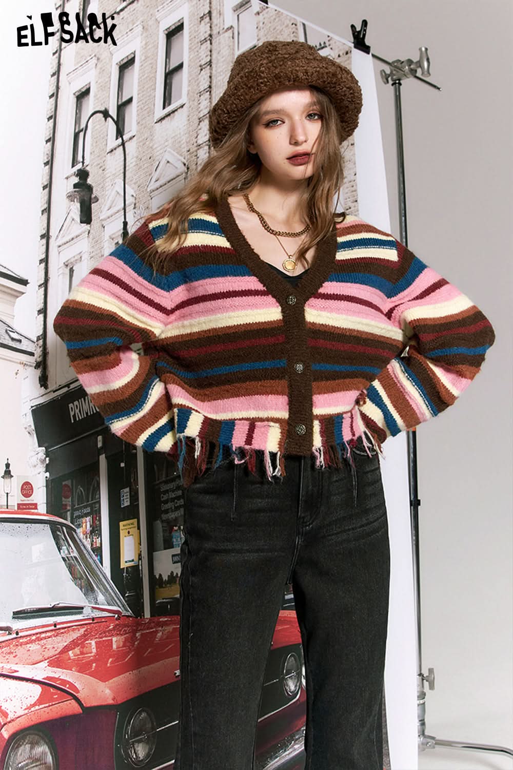 ELFSACK Y2K 2000s Gyaru Sweaters Women Retro Designer Knitwears