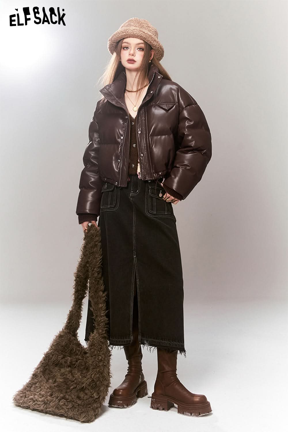 ELFSACK Y2K 2000s Gyaru Sweaters Women Retro Designer Knitwears