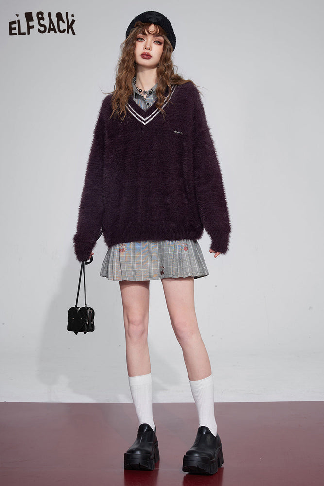 
                  
                    ELFSACK Korean Fashion Pullover Sweaters Women 2023 Winter New Plus Size Luxury Tops
                  
                