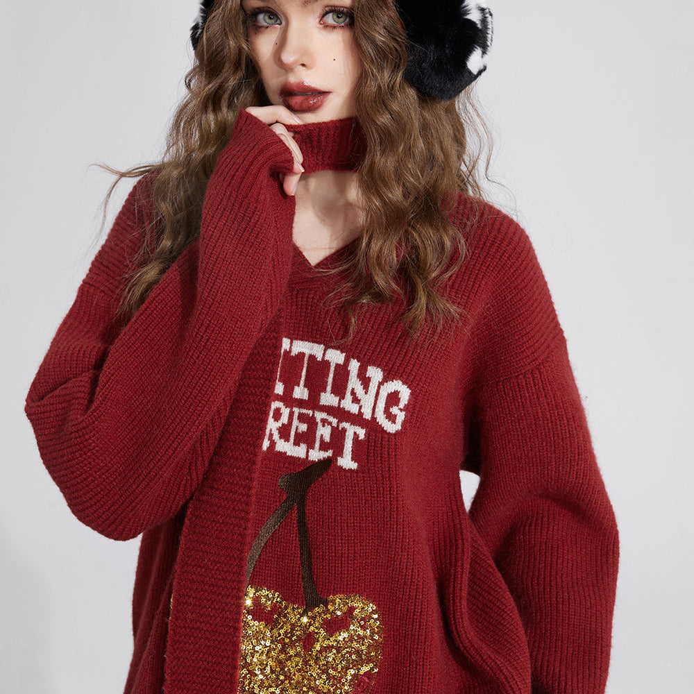 
                  
                    ELFSACK Free Scarf Cherry Kawaii Christmas Sweater Women 2023 Winter New Korean Fashion Tops
                  
                