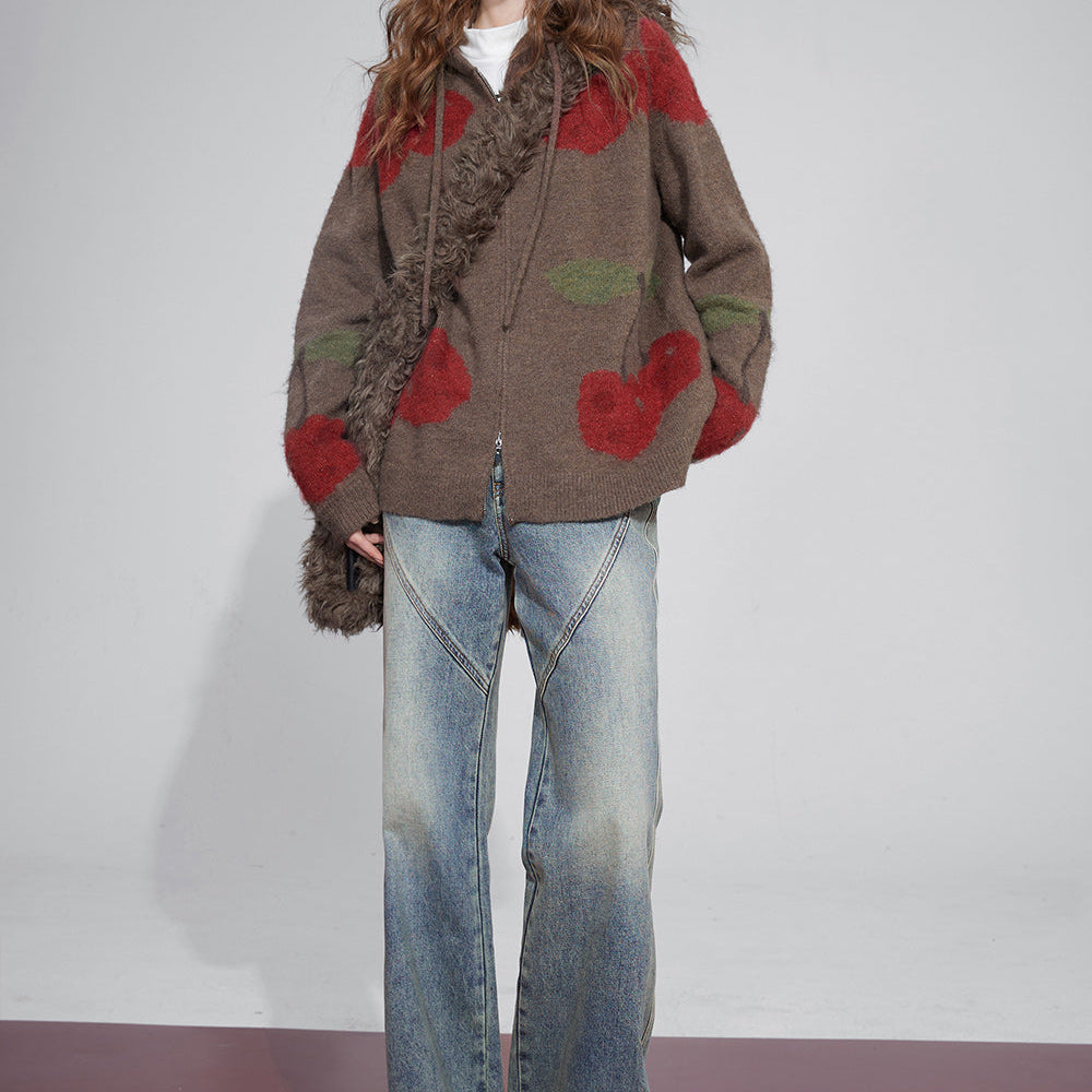 
                  
                    ELFSACK Christmas Cherry Hoodie Cardigan For Women 2023 Winter New KoreanFashion Tops
                  
                