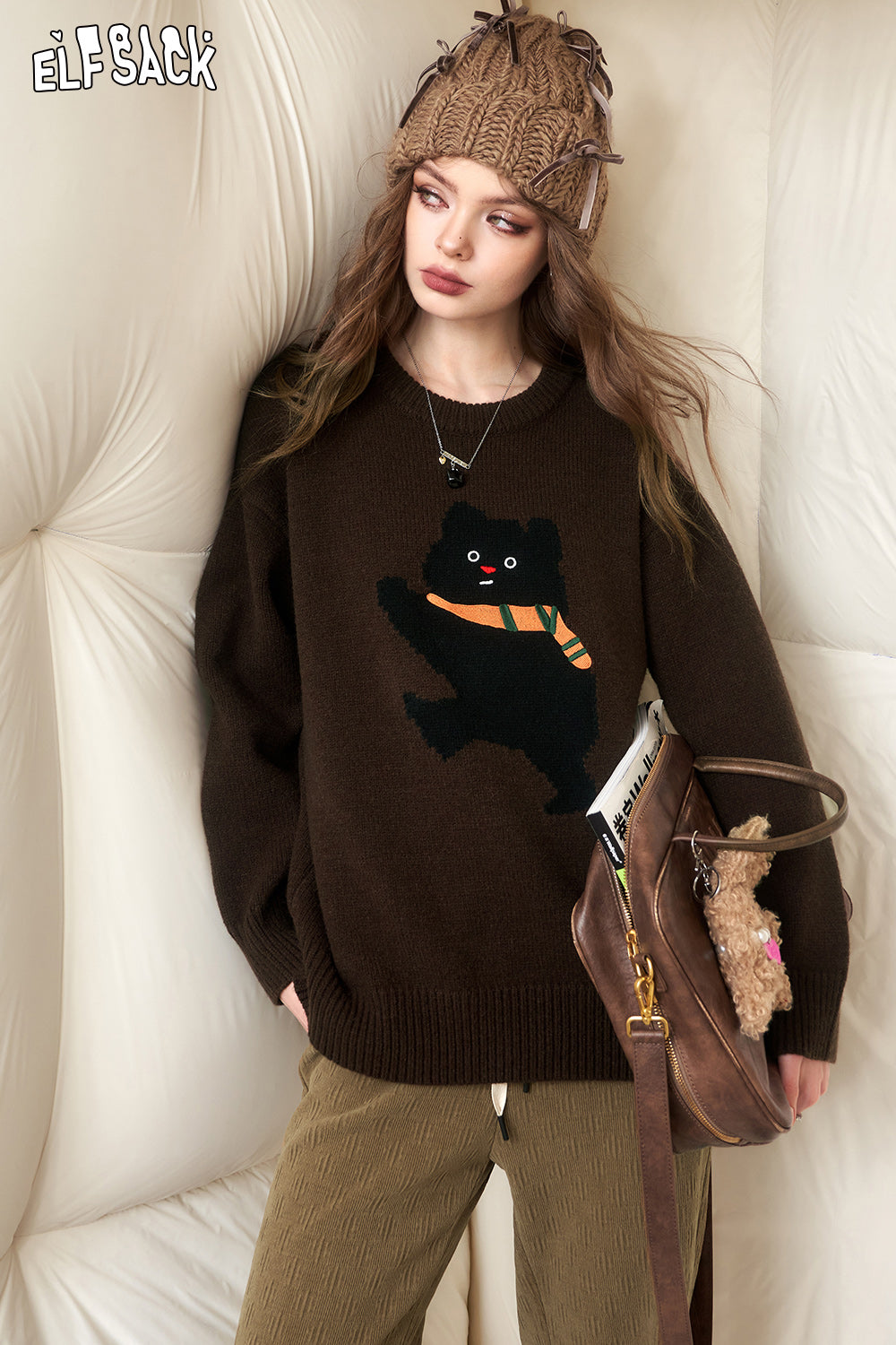 ELFSACK Kawaii Christmas Animal Pullover Sweaters Women 2023 Winter Luxury Dressy Fashion Tops