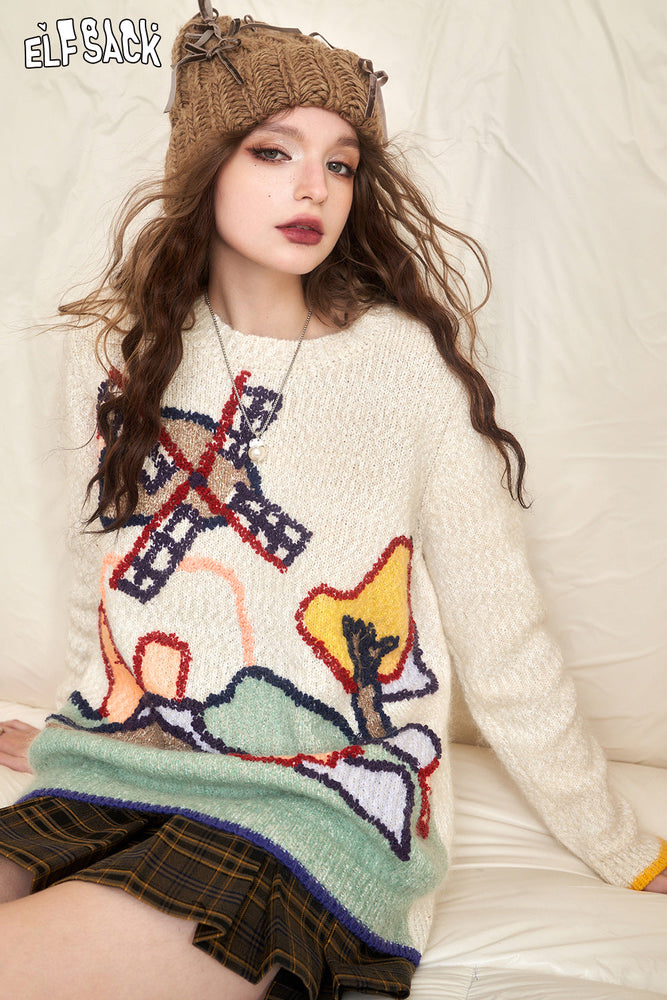 
                  
                    ELFSACK Kawaii Pullover Sweaters Women 2023 Winter New Designer Fashion Tops
                  
                