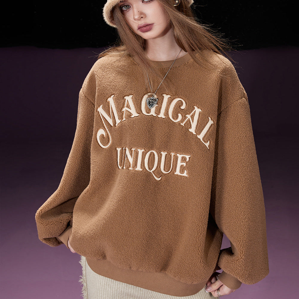 
                  
                    ELFSACK Fleece Pullover Women 2023 Winter Woolly Long Sleeve Sweatshirt Daily Tops
                  
                