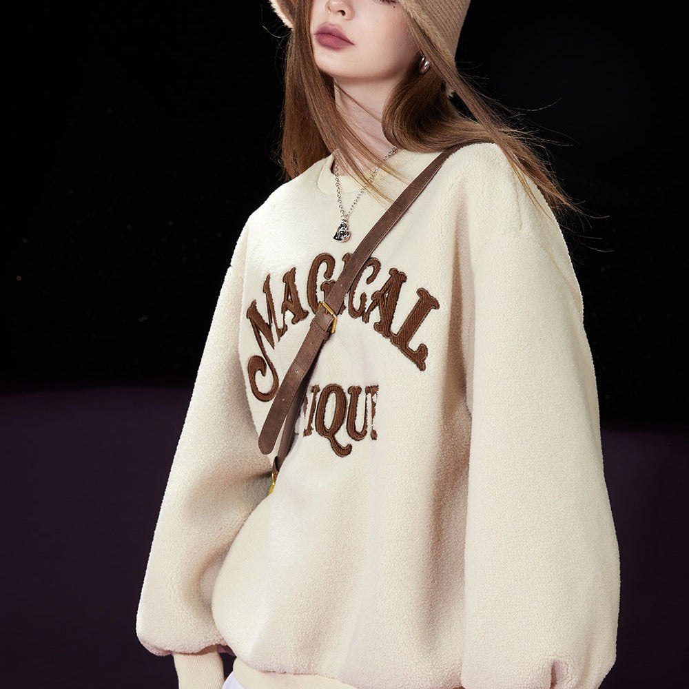 
                  
                    ELFSACK Fleece Pullover Women 2023 Winter Woolly Long Sleeve Sweatshirt Daily Tops
                  
                