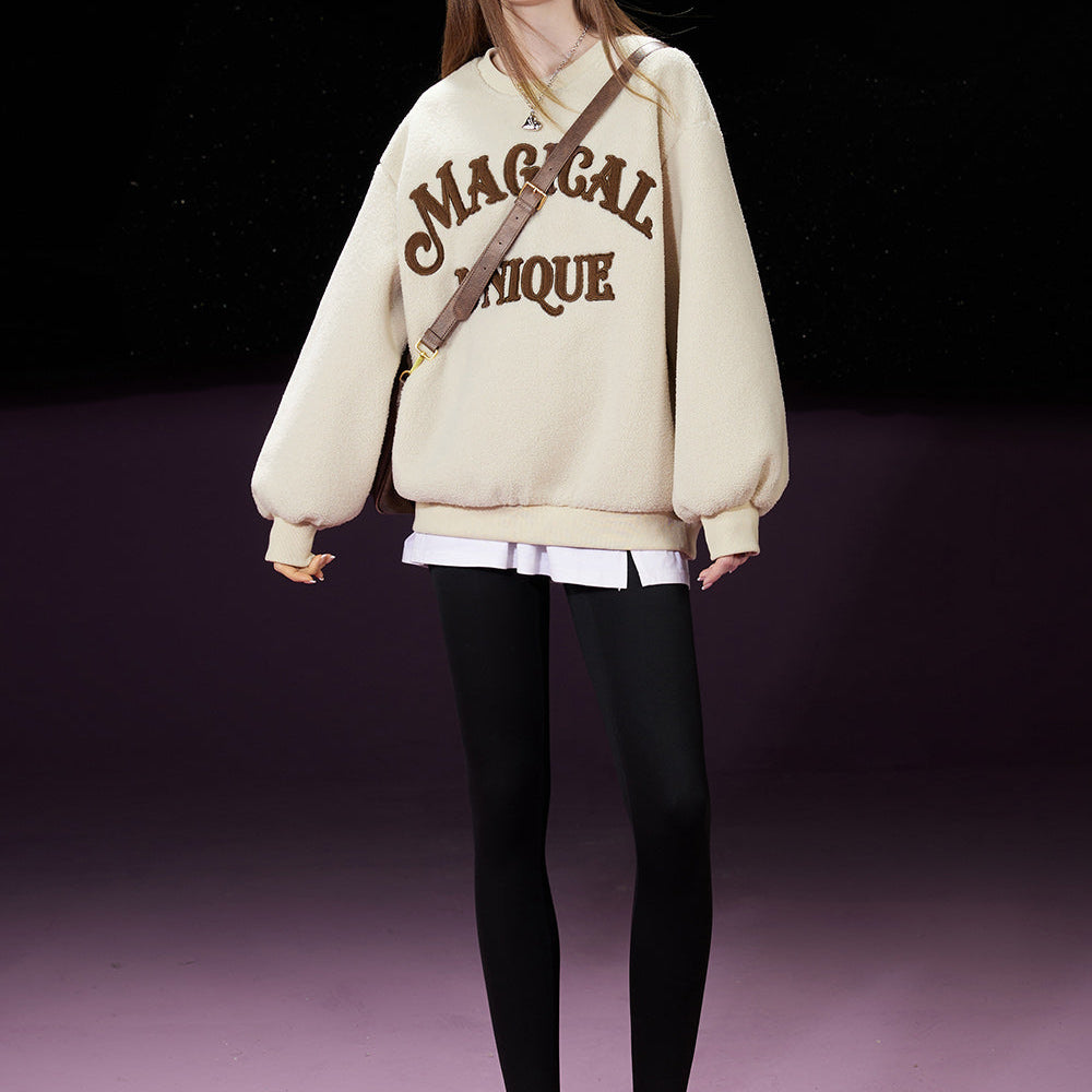 
                  
                    ELFSACK Fleece Pullover Women 2023 Winter Woolly Long Sleeve Sweatshirt Daily Tops
                  
                