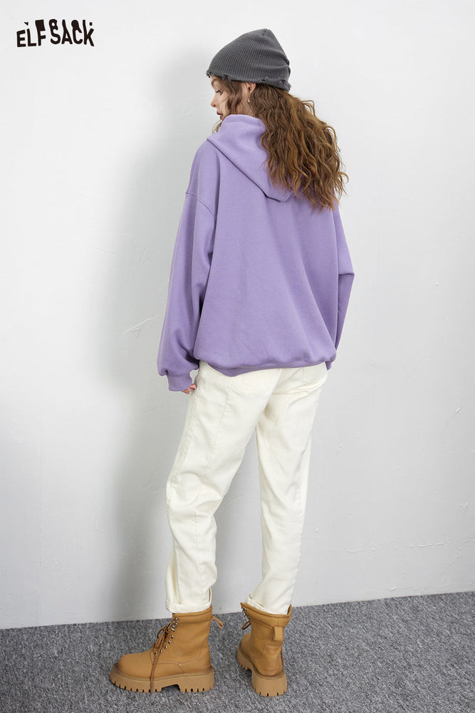 
                  
                    ELFSACK Fleece Warm Hoodies Women 2023 Winter Funny Printing Oversize Long Sleeve Tops
                  
                