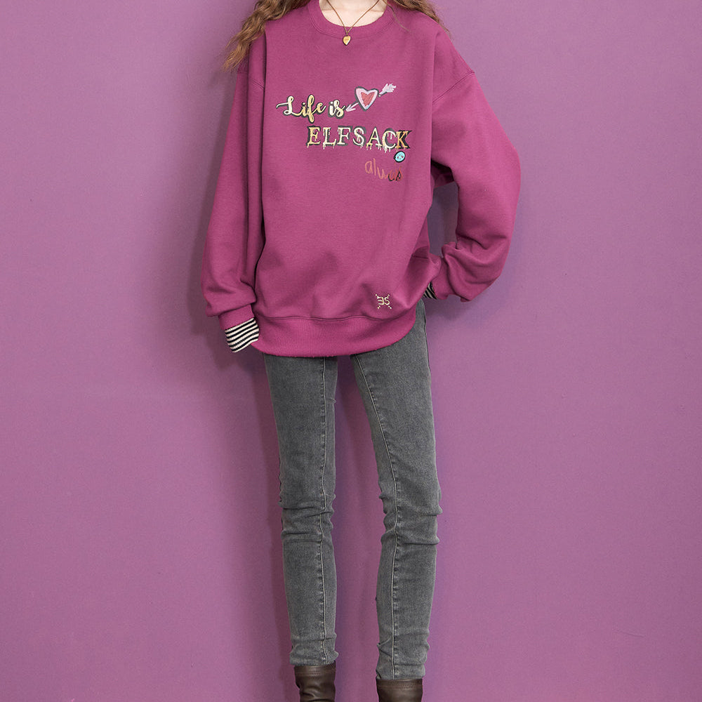 
                  
                    ELFSACK Fleece Pullover Women 2023 Autumn/Winter Printing Loose Long Sleeve Casual Tops
                  
                