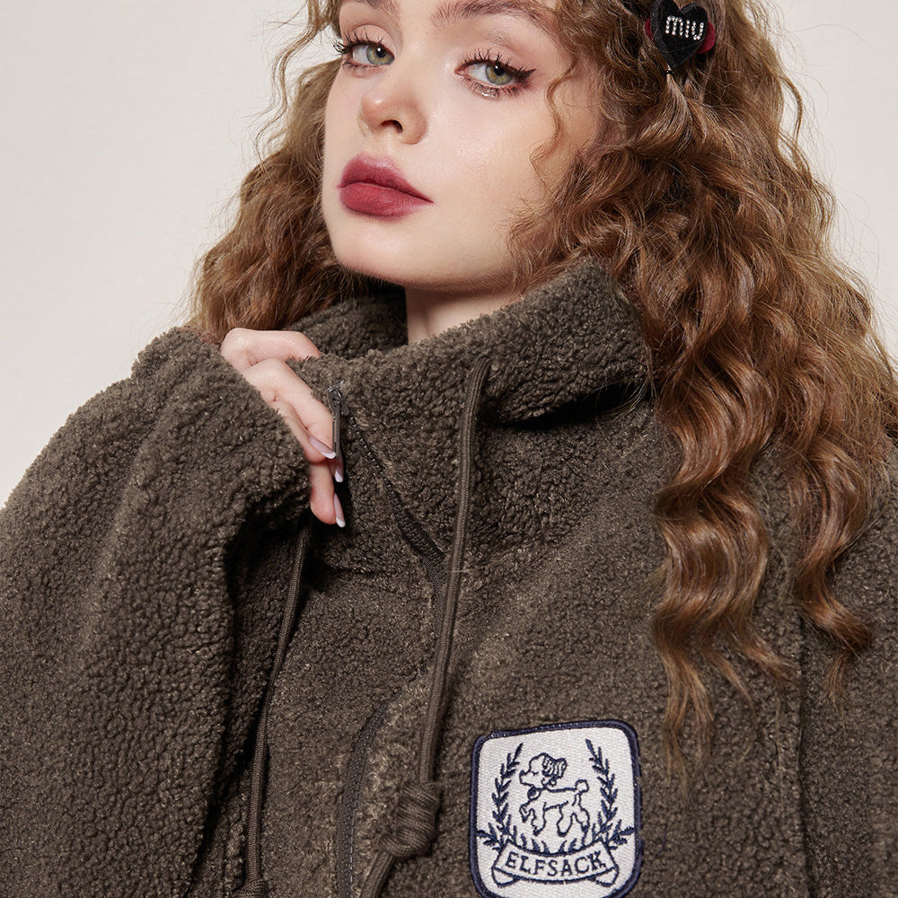 
                  
                    ELFSACK Hoodies Fleece Cotton Coats Women 2023 Winter Patch Dog Short Outwears
                  
                