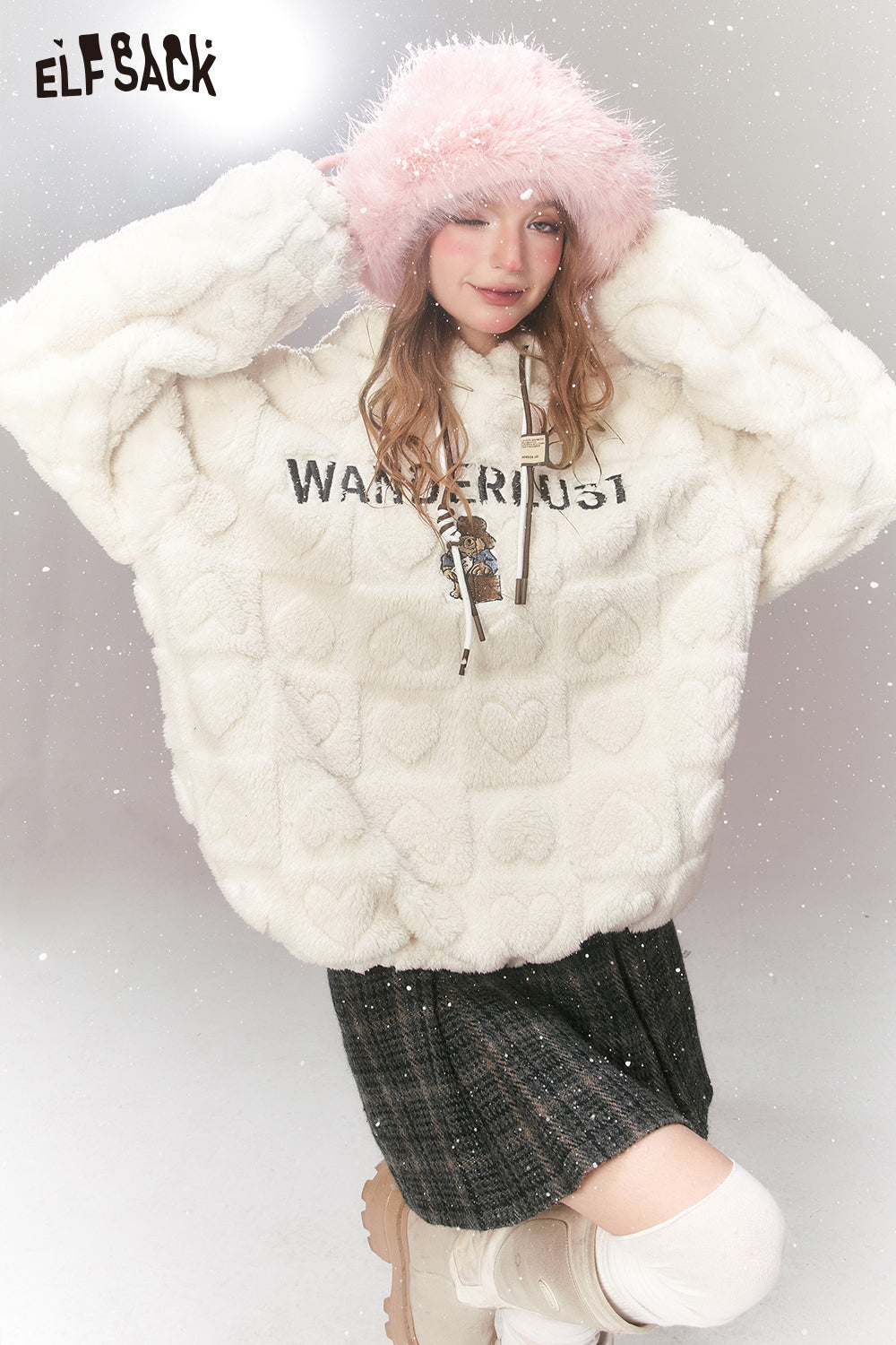 
                  
                    ELFSACK Kawaii Bear Hooded Fleece Hoodies Women 2023 Winter New Plus Size Fashion Tops
                  
                