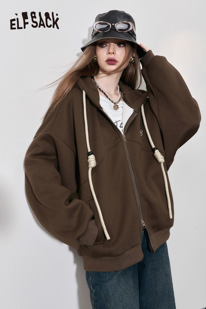 
                  
                    ELFSACK Korean Fashion Fleece Hoodies Women 2023 Winter Plus Size Luxury Tops
                  
                