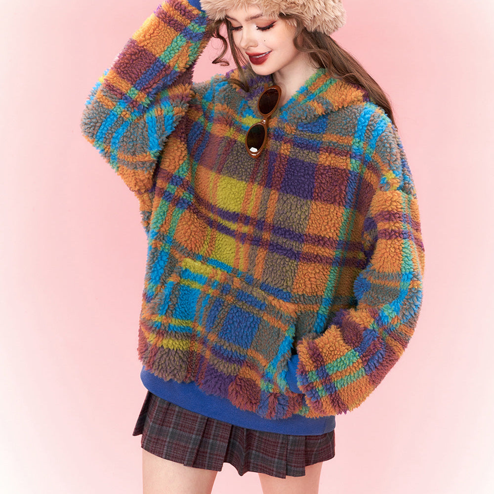 ELFSACK Colorful Fleece Hoodies Women 2023 Winter New Plus Size Fashion Sweatshirt