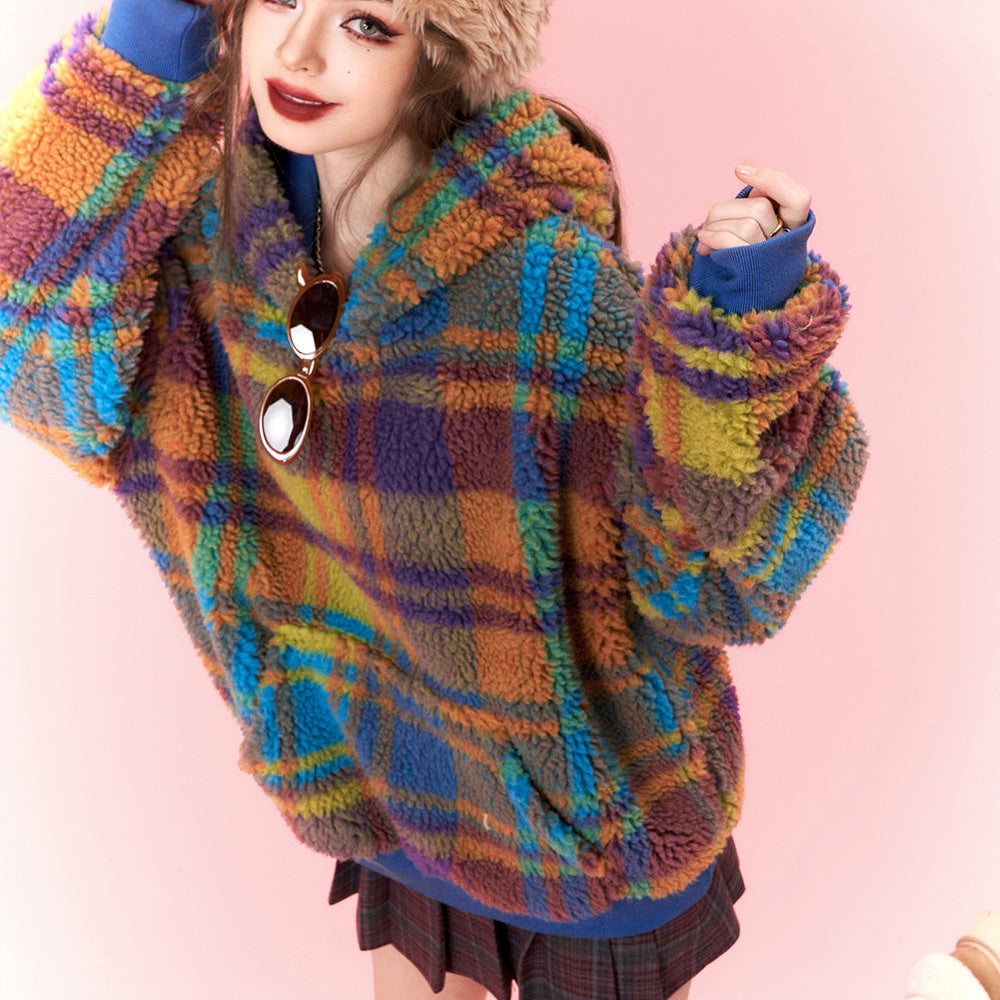 ELFSACK Colorful Fleece Hoodies Women 2023 Winter New Plus Size Fashion Sweatshirt