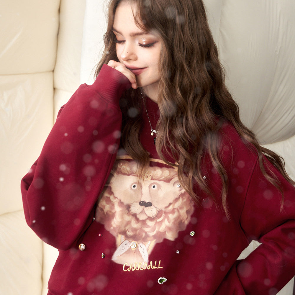 
                  
                    ELFSACK Graphic Christmas Fleece Sweatshirt Women 2023 Winter New Korean Fashion Tops
                  
                