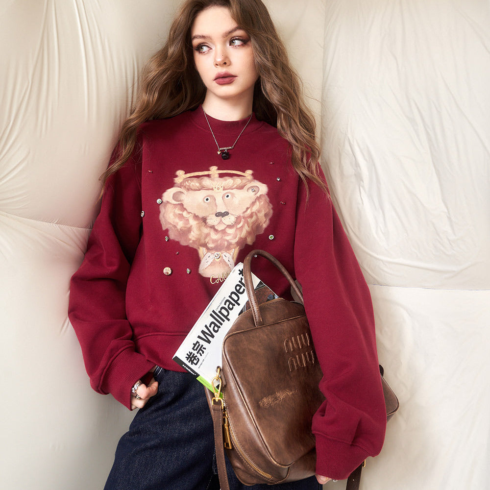 
                  
                    ELFSACK Graphic Christmas Fleece Sweatshirt Women 2023 Winter New Korean Fashion Tops
                  
                