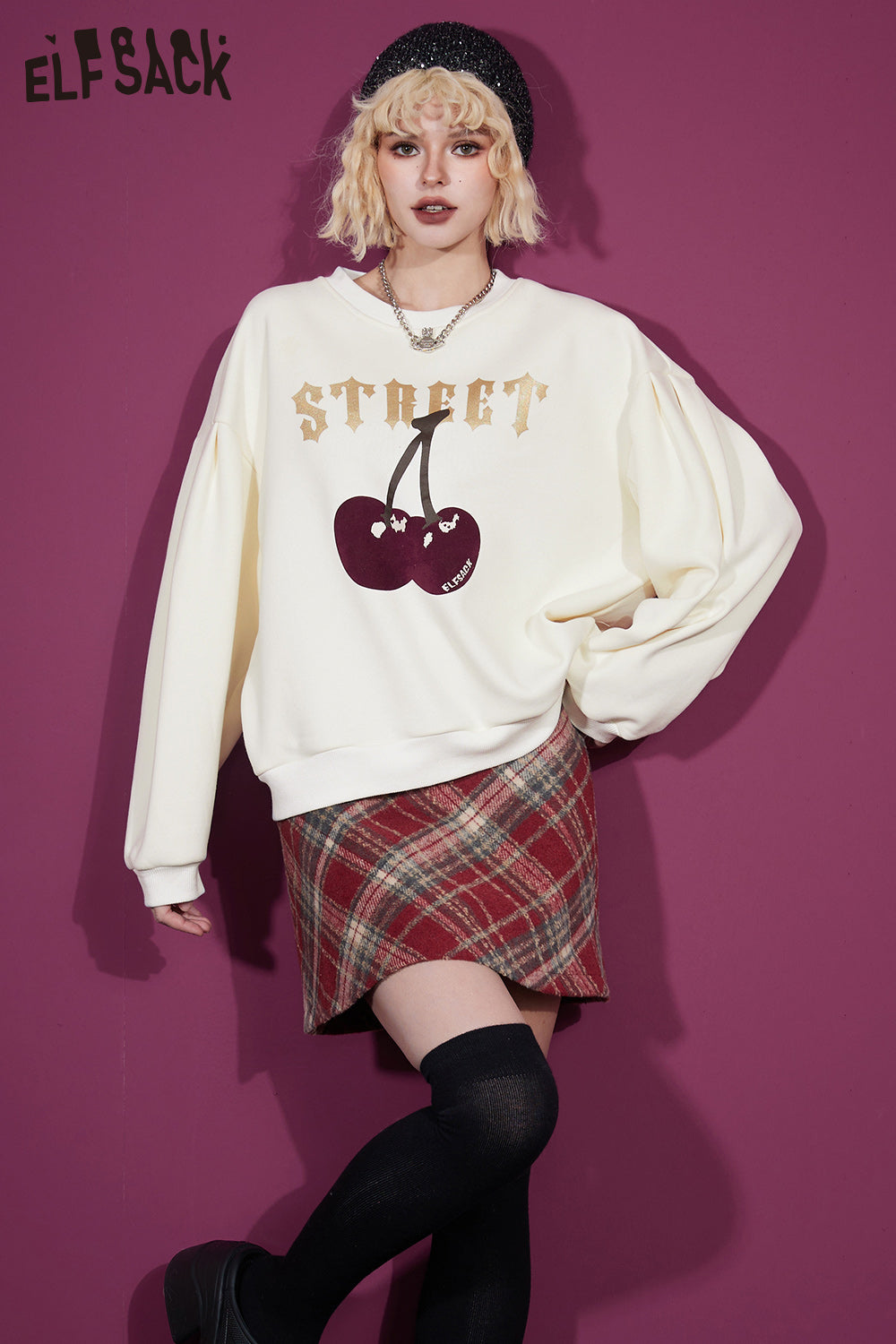 
                  
                    ELFSACK Graphic Cherry Christmas Fleece Sweatshirt Women 2023 Winter New Fashion Kawaii Tops
                  
                
