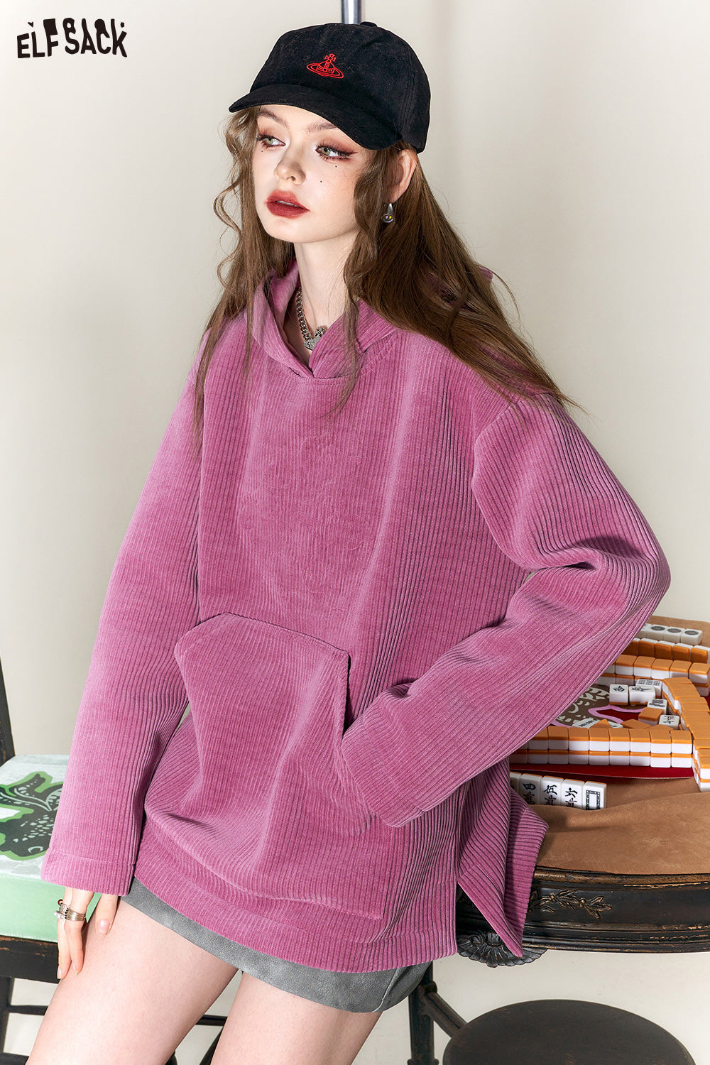 ELFSACK Chenille Fleece Hoodies Women 2023 Winter New Long Sleeve Plus Size Sweatshirt